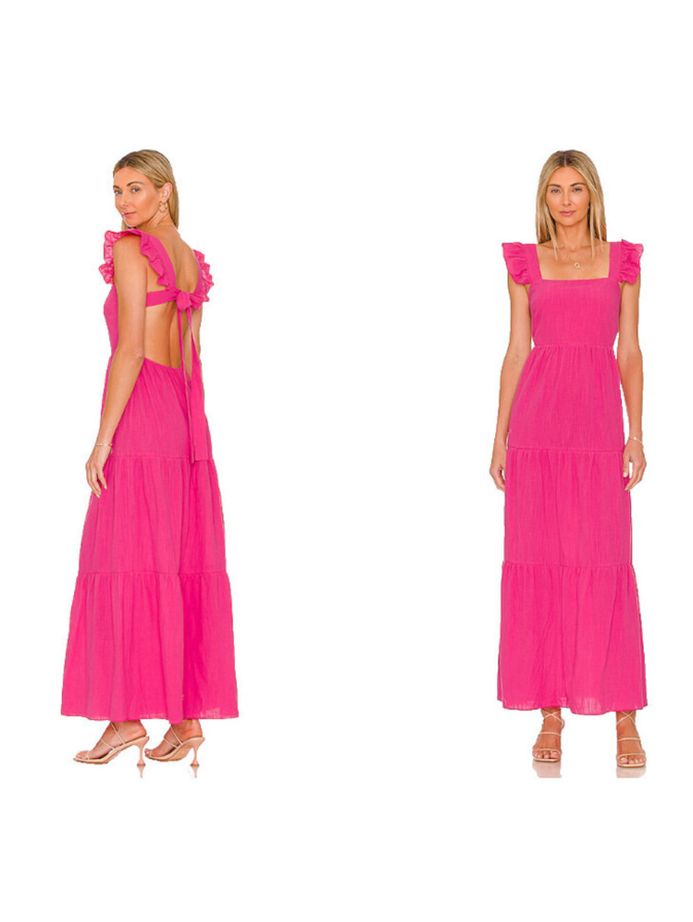 SNDYS Peaches Flowy linen fabric Maxi Dress Hot Pink Sleeveless NWT size M